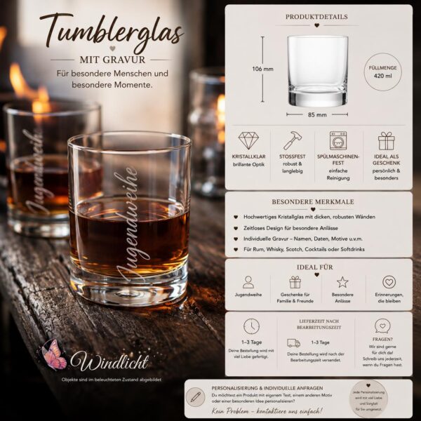 Whisky Tumbler Thorshammer – graviertes Whiskyglas mit Mjölnir