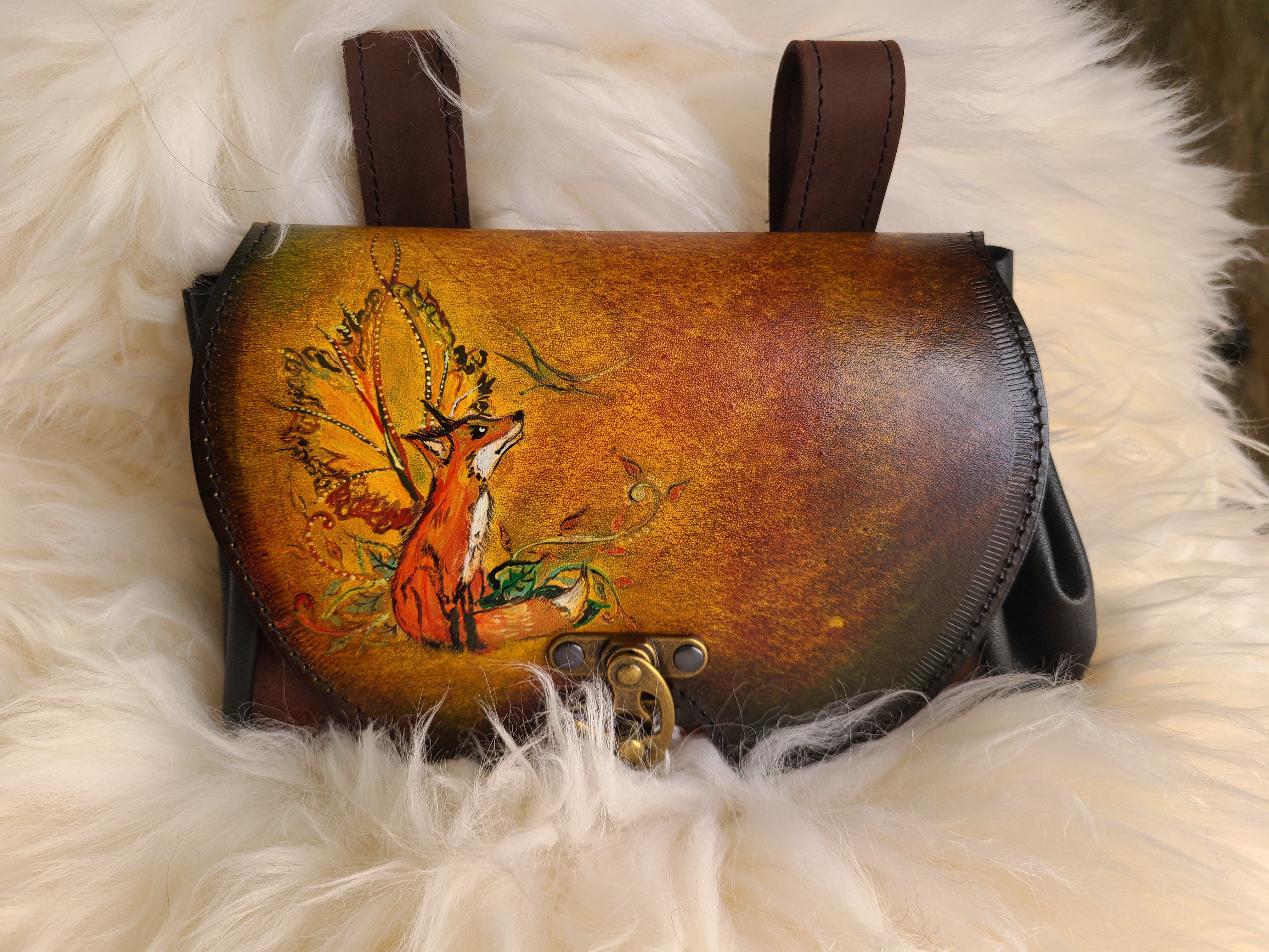 Exklusive Leder Gürteltasche Fuchs
