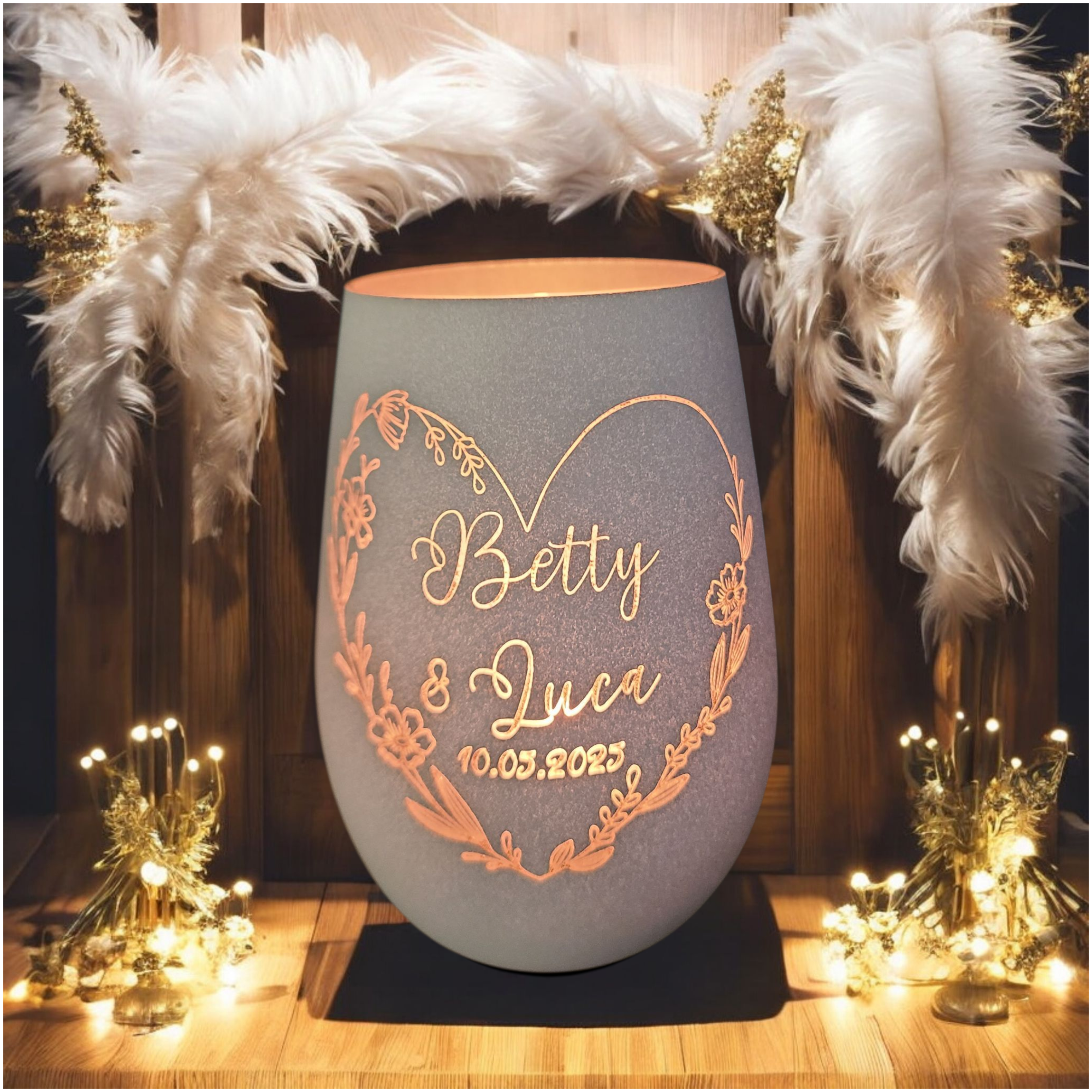 Windlicht mit Herz für Paare – Personalisiertes Geschenk 3 - Luna et Sol - windlicht mit herz Windlicht mit Herz für Paare – Personalisiertes Geschenk – Bild 3