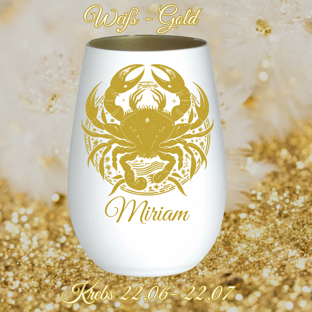 personalisiertes Windlicht Glas mit Tierkreiszeichen Krebs