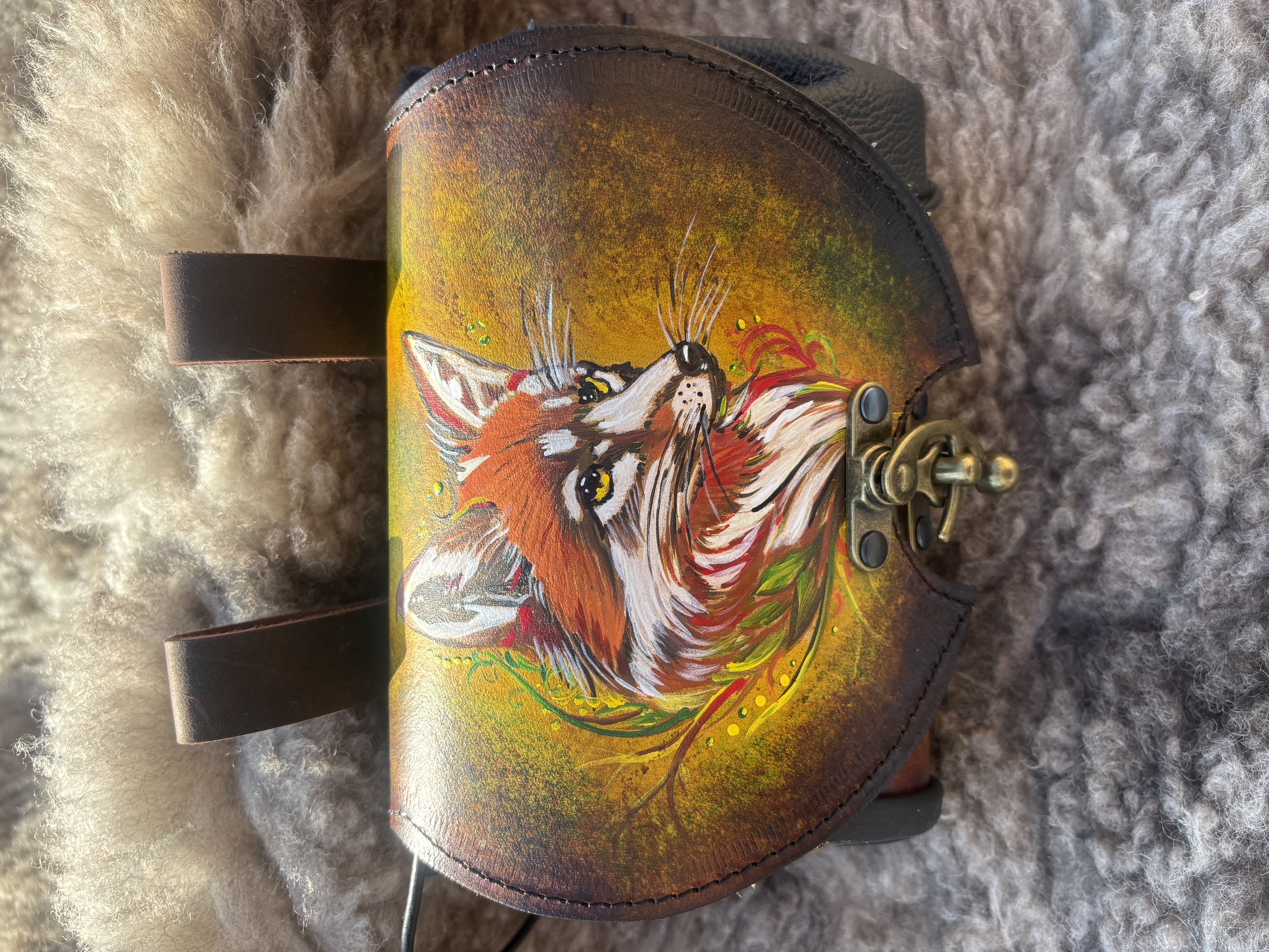 Exklusive Leder Gürteltasche mit Fuchs Motiv