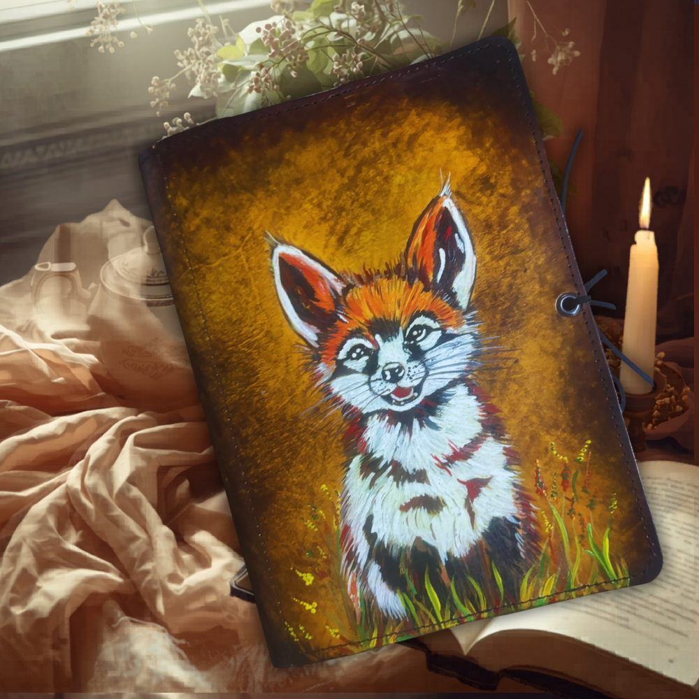 niedliche Fuchs Leder Buchhülle DIN A5 – jedes Stück ein Unikat!
