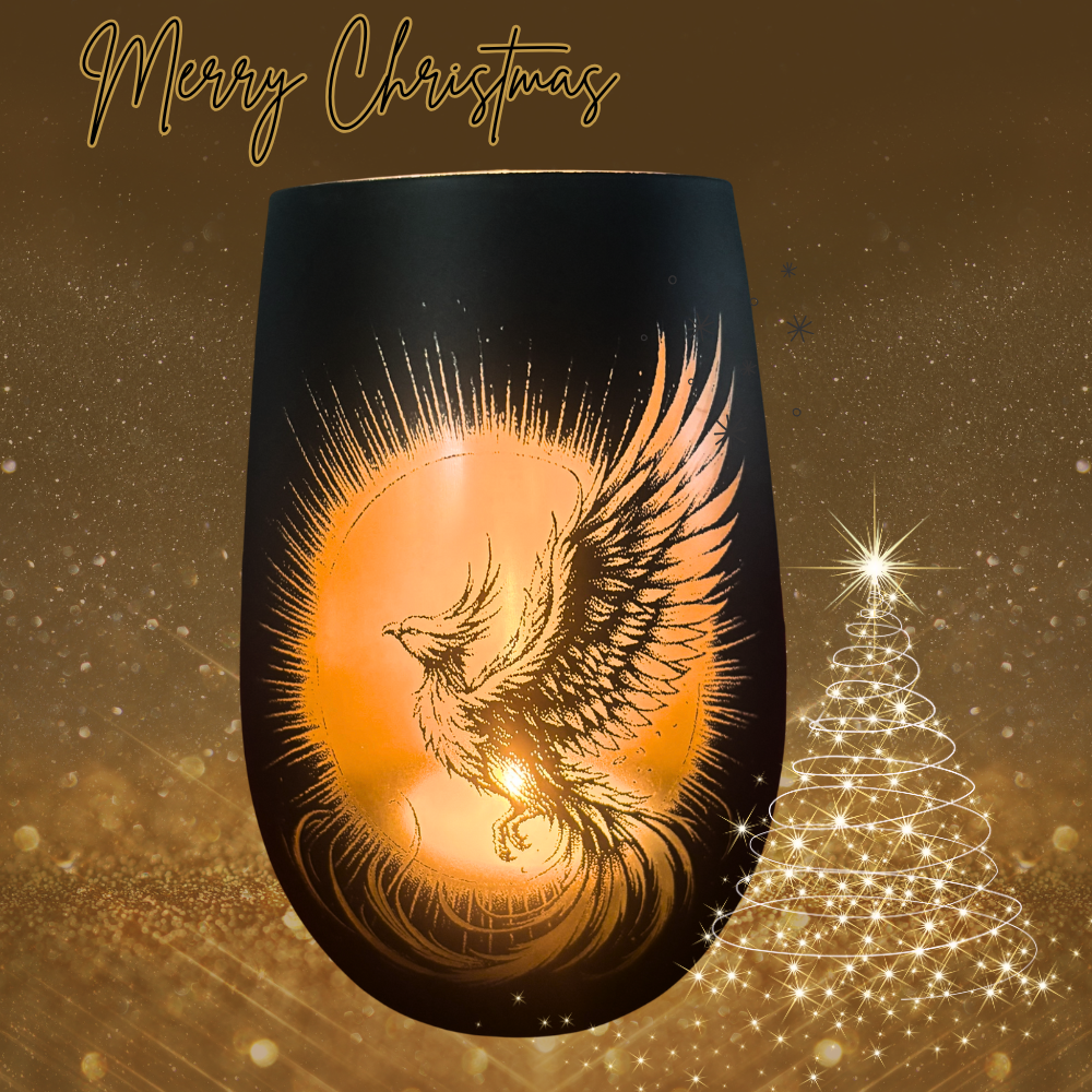 Phönix Windlicht mit Gravur | Edles, personalisiertes Windlicht – Luna et Sol 1 - Luna et Sol - Phönix Windlicht Phönix Windlicht mit Gravur – personalisiertes Glaswindlicht Phönix Windlicht mit Gravur Geschenkidee Hochzeit