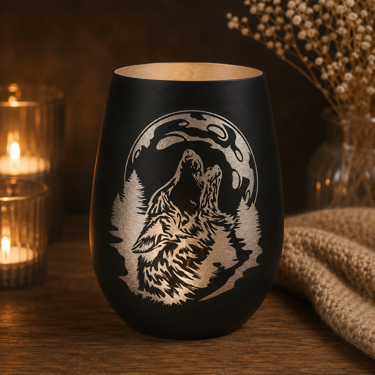 Exklusives Wolf Windlicht aus Glas – stilvolle Männerdeko 1 - Luna et Sol - Wolf Windlicht Exklusives Wolf Windlicht aus Glas – stilvolle Männerdeko