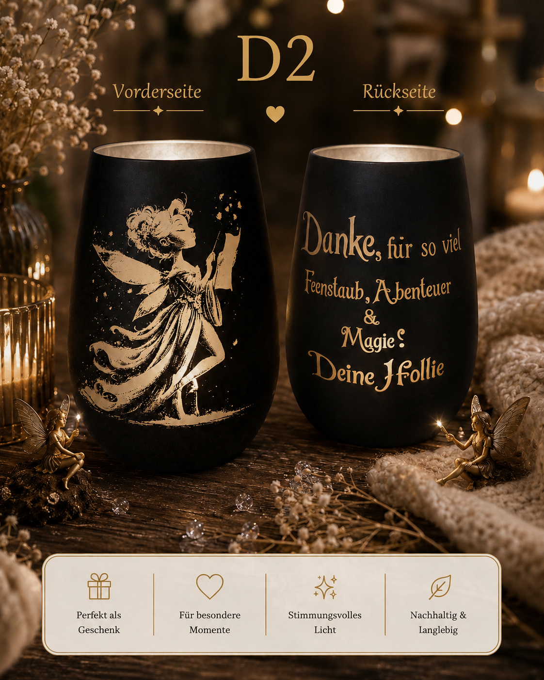 Magisches Elfen Windlicht aus Glas Personalisierung möglich 2 - Luna et Sol - magisches Elfen Windlicht Magisches Elfen Windlicht aus Glas Personalisierung möglich – Bild 2