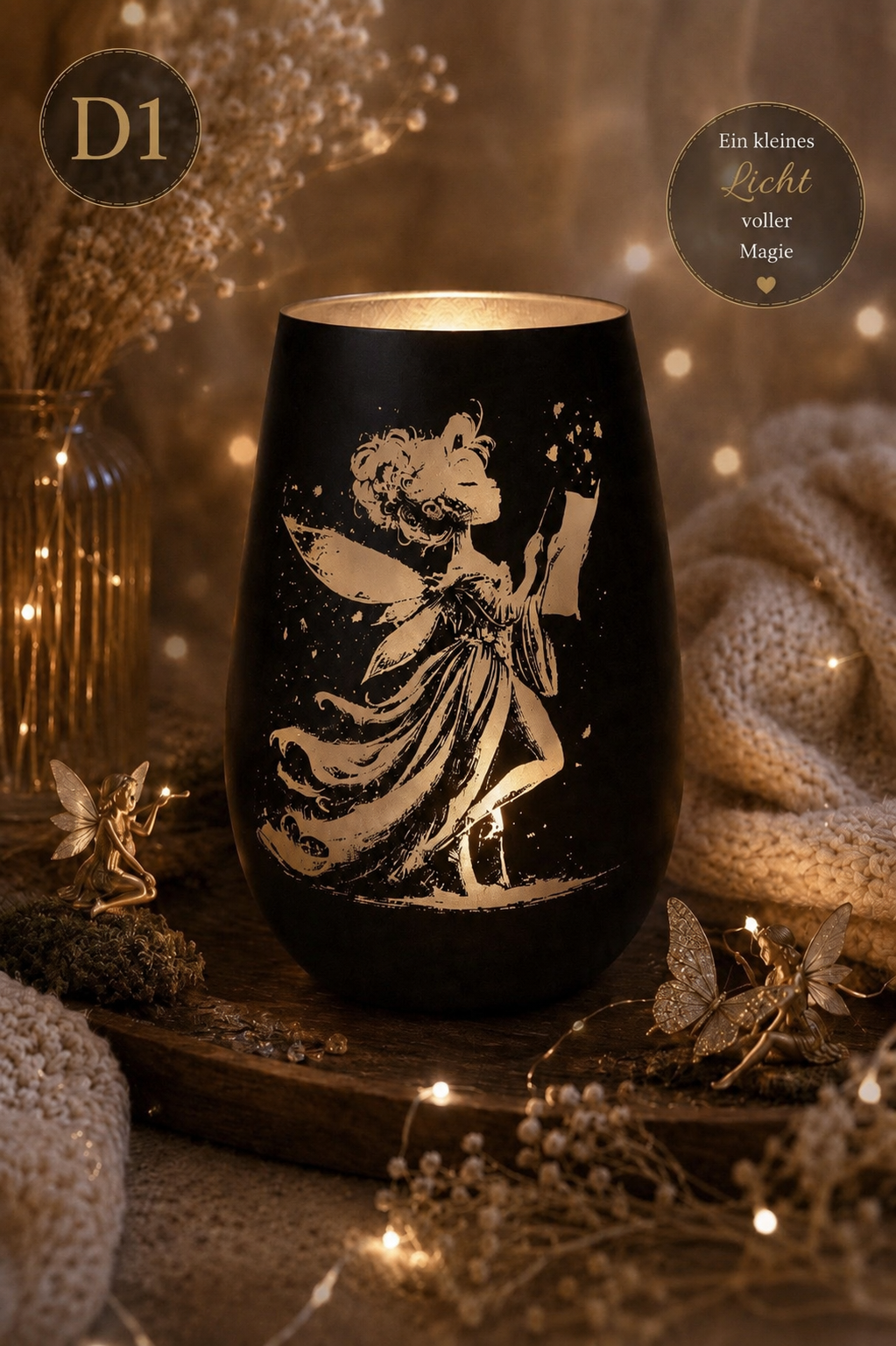 Magisches Elfen Windlicht aus Glas Personalisierung möglich 1 - Luna et Sol - magisches Elfen Windlicht Magisches Elfen Windlicht aus Glas Personalisierung möglich