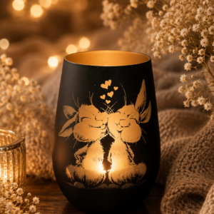 niedliches Couple Windlicht mit zwei Hasen