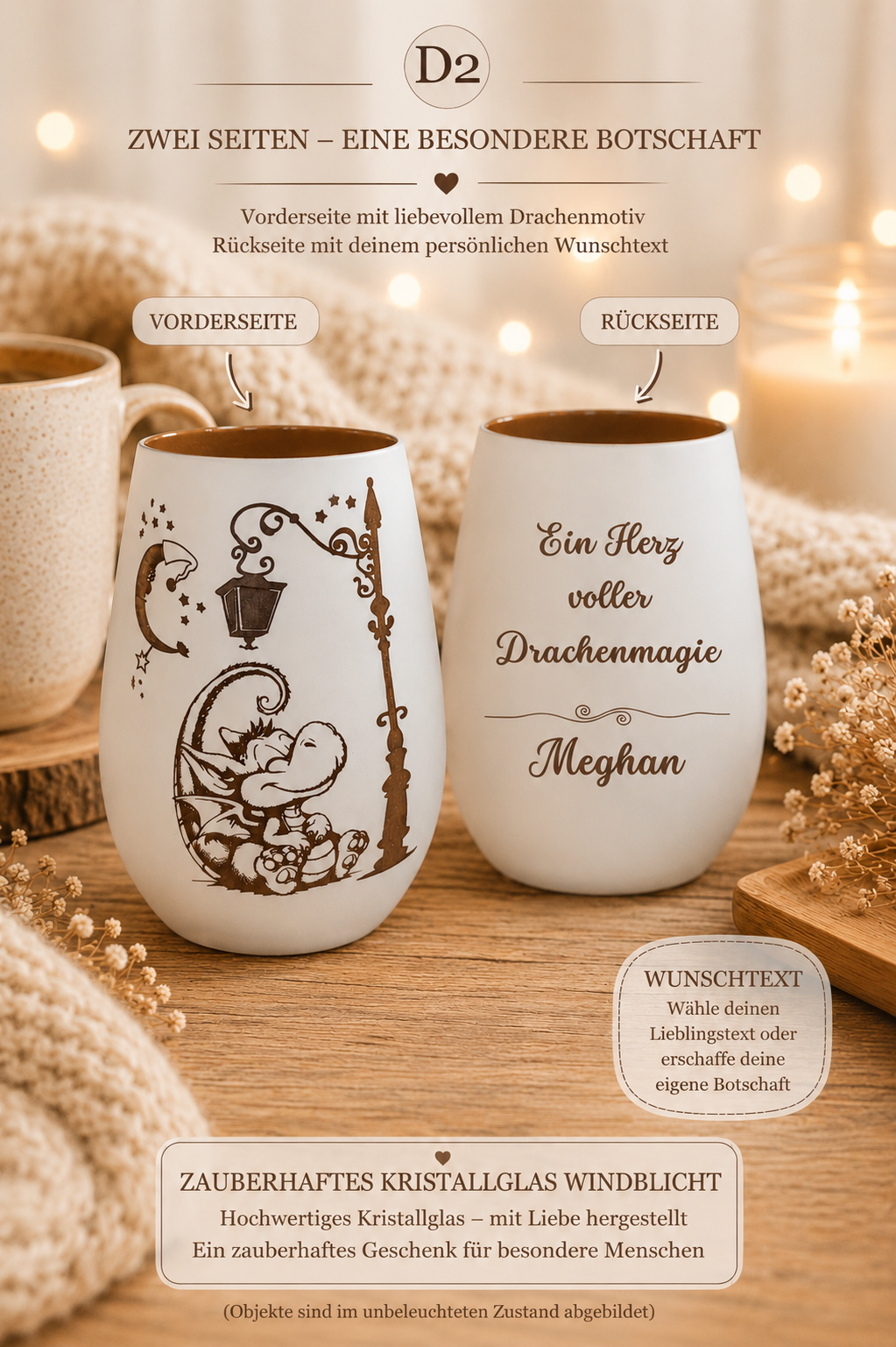 Personalisiertes Drachen Windlicht – Dragon Lantern Engraved, Fantasy Gift 4 - Luna et Sol - Personalisiertes Drachen Windlicht Personalisiertes Drachen Windlicht – Dragon Lantern Engraved, Fantasy Gift – Bild 4
