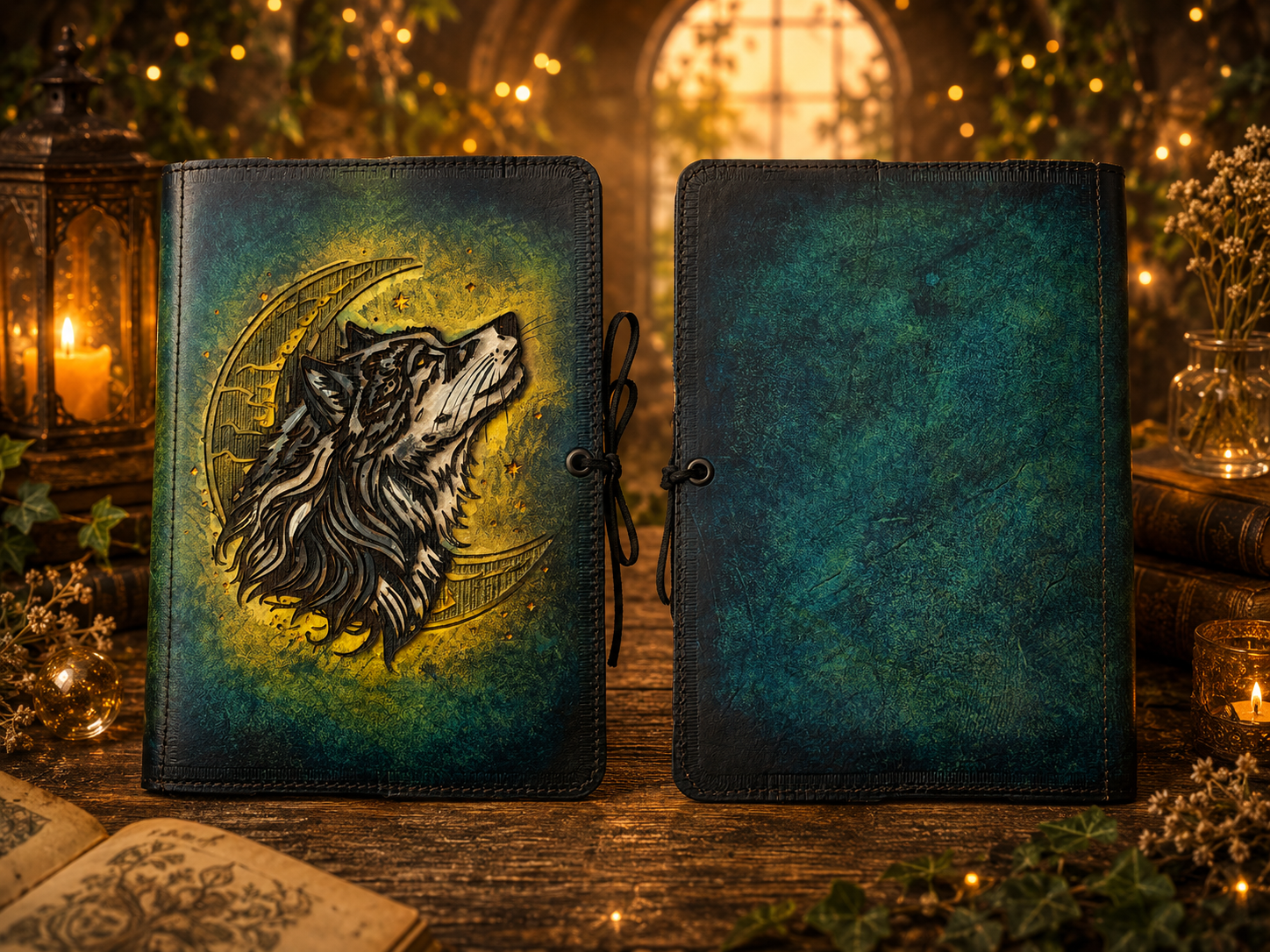 Leder Buchumschlag majestätischer Wolf DIN A5 | Unikat aus Echtleder | Wiederverwendbare Buchhülle | Journal | Notizbuch | Geschenk 2 - Luna et Sol - Leder Buchumschlag majestätischer Wolf Leder Buchumschlag majestätischer Wolf DIN A5 | Unikat aus Echtleder | Wiederverwendbare Buchhülle | Journal | Notizbuch | Geschenk – Bild 2
