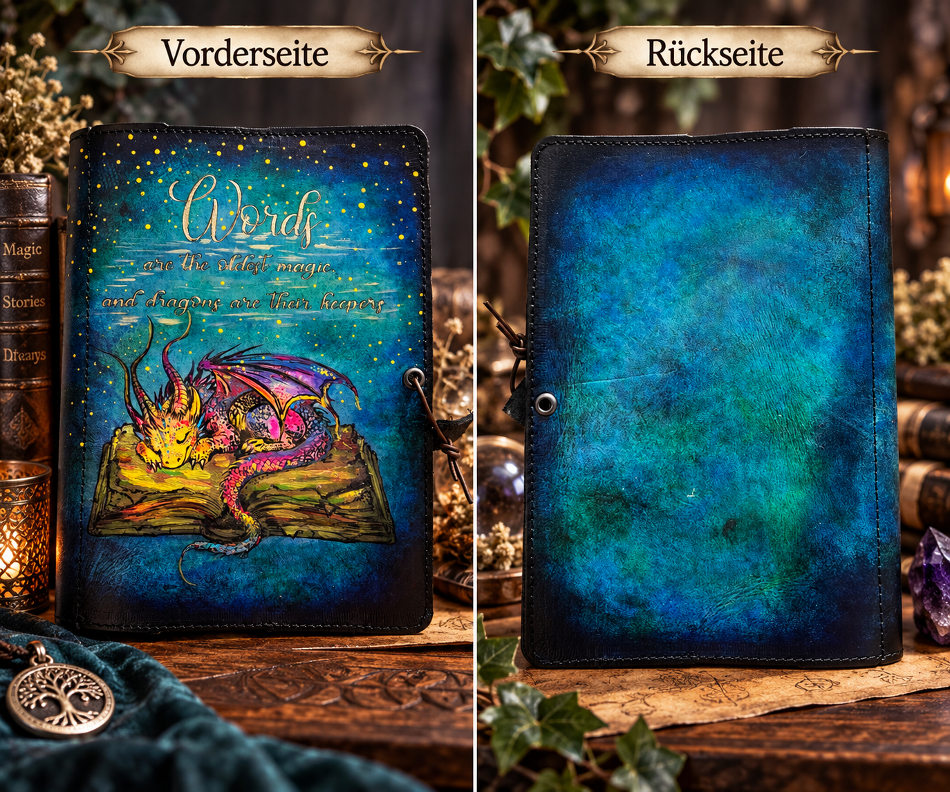 exklusives Ledercover niedlicher Drache, 2 - Luna et Sol - exklusives Ledercover niedlicher Drache exklusives Ledercover niedlicher Drache, – Bild 2